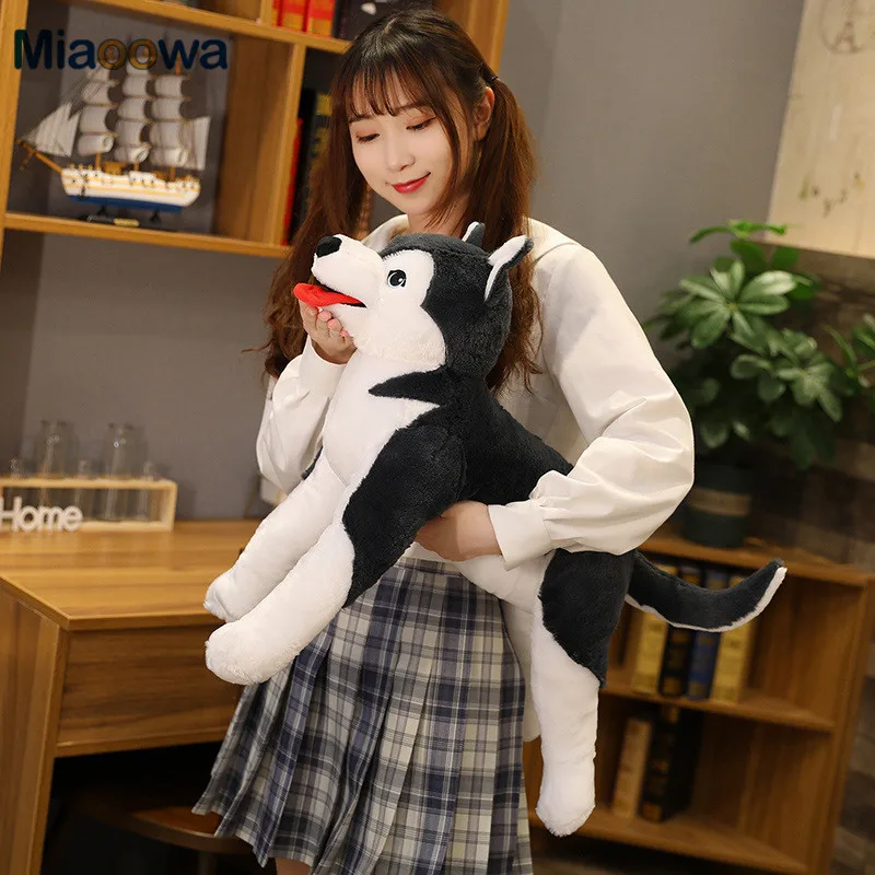 70cm Lifelike Husky Dog Plush Toy Simulation Stuffed Dog Animal Toys for Children Soft Baby Doll Kids Girl Lovely Birthday Gift