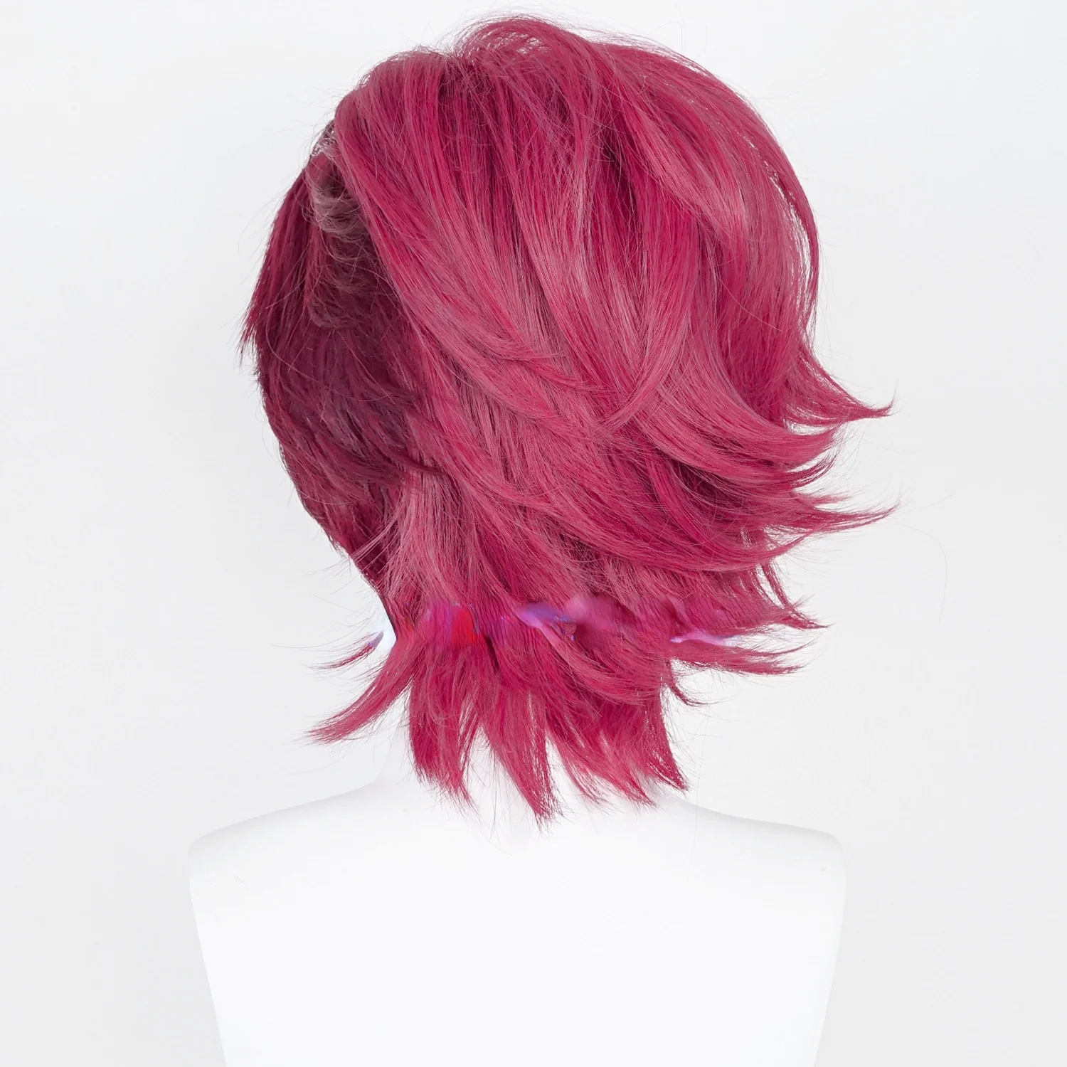 Game LOL Arcane Vi Cosplay Wig VI 32cm Deep Rose Short Heat Resistant Synthetic Hair Halloween Party Role Play Wigs + Wig Cap