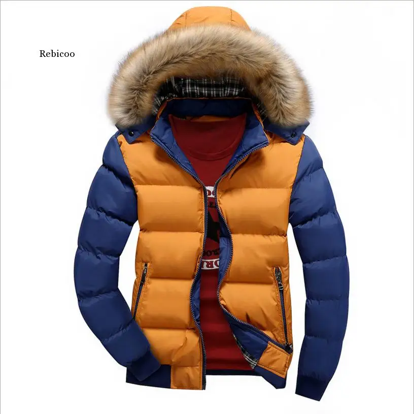 Chaqueta de invierno con capucha para hombre, Parka de plumón desmontable, chaquetas gruesas cálidas informales, abrigos cálidos a prueba de viento, abrigo Delgado