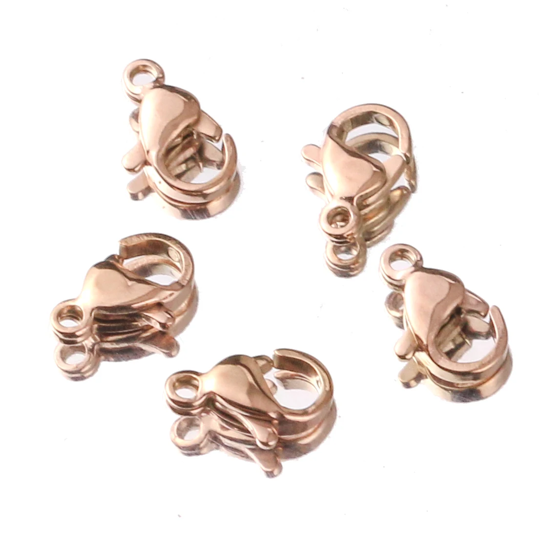 Ganchos de cierre de langosta de oro rosa de acero inoxidable para collar, pulsera, cadena, bricolaje, suministros de joyería de moda, 20 piezas por