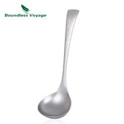 Boundless Voyage Titanium Soup Spoon Thickeness Long Handle Tableware Deep-bowled Ladle Scoop Gadget Cooking Kitchen Ti1074T