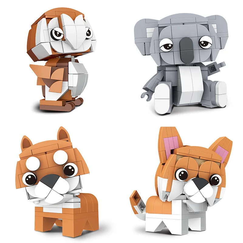 Animals Figure Building Blocks Penguin Cow Owl Koala Flamingos Corgi Sea lions Shiba inu girl toys for childrens kids party gift