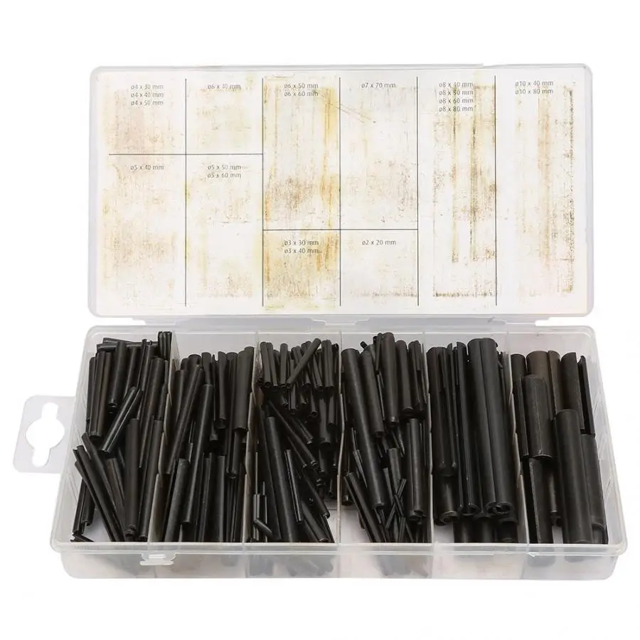 450Pcs M2/M3/M4/M5/M6/M7/M8/M10 Spring Steel Split Pin Set Dowel Tension Roll Hollow Pin Positioning Cotter Pin Assortment Kit