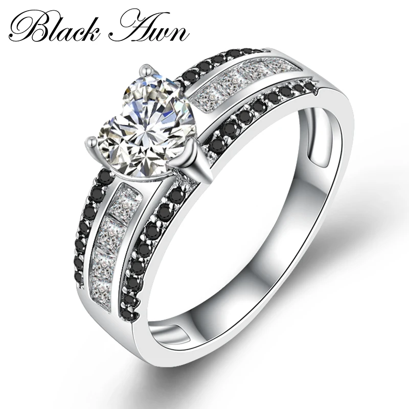 BLACK AWN 2024 New Genuine 100% Sterling 925 Silver Jewelry Square Engagement Rings for Women Gift C385