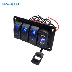 Interruttore a bilanciere per auto voltmetro digitale doppia porta USB presa 12V 12V/24V ON Off pannello interruttori a levetta Car Marine Boat