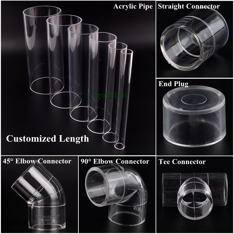 1pc Acrylic Pipe  Aquarium Fish Tank Connector Plexiglass Water Supply Tube Elbow Joints Shrimp Nano Water Tank 3 Way Tee Joints