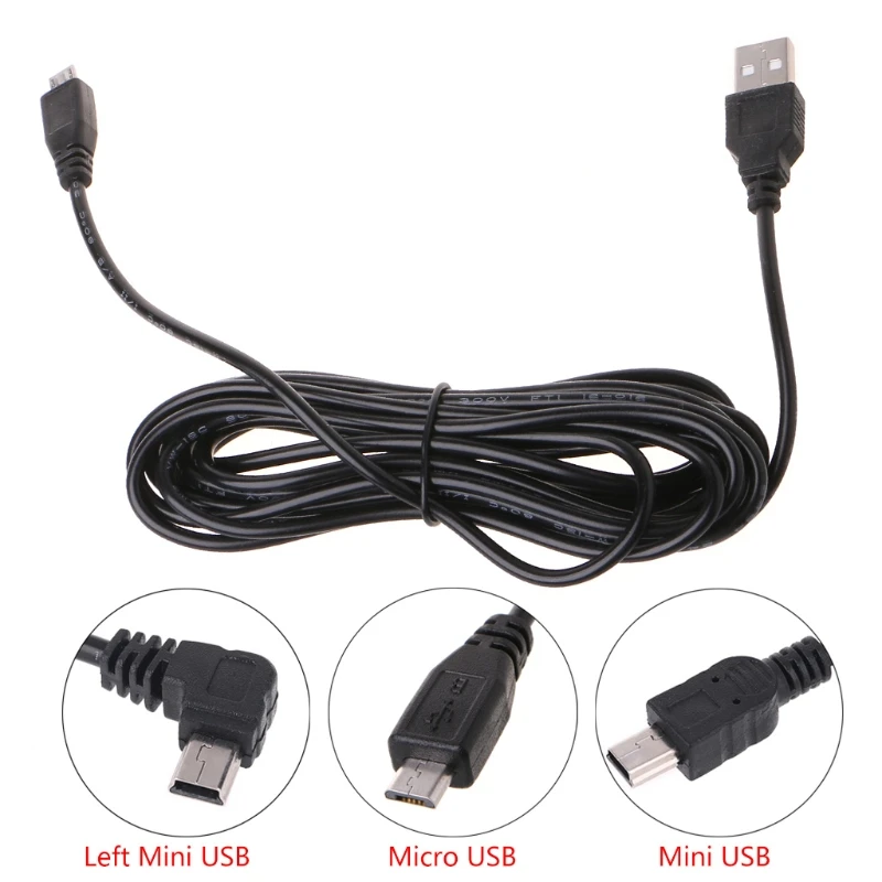 3.5m kamera samochodowa DVR moc Adapter do ładowarki przewodowej dla kamera na deskę rozdzielczą wyjście 5V/2A Mini Micro USB