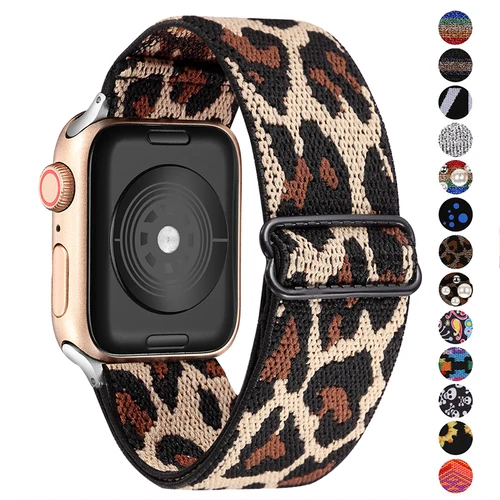 Correa elástica Scrunchie para Apple Watch band 6 5 4 3 2 1 38mm 40mm 42mm 44mm lazo de nailon para iwatch 6 se 5/4/3 2 pulsera de mujer