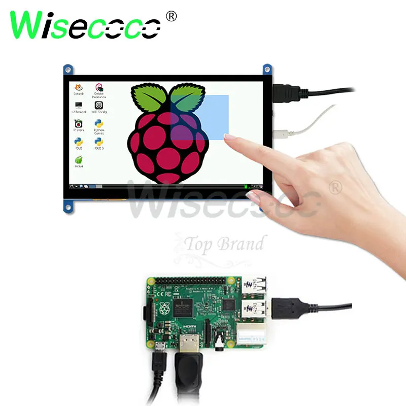 all in one  7 inch touch screen raspberry pi display 1024 x 600 IPS display with multi-touch