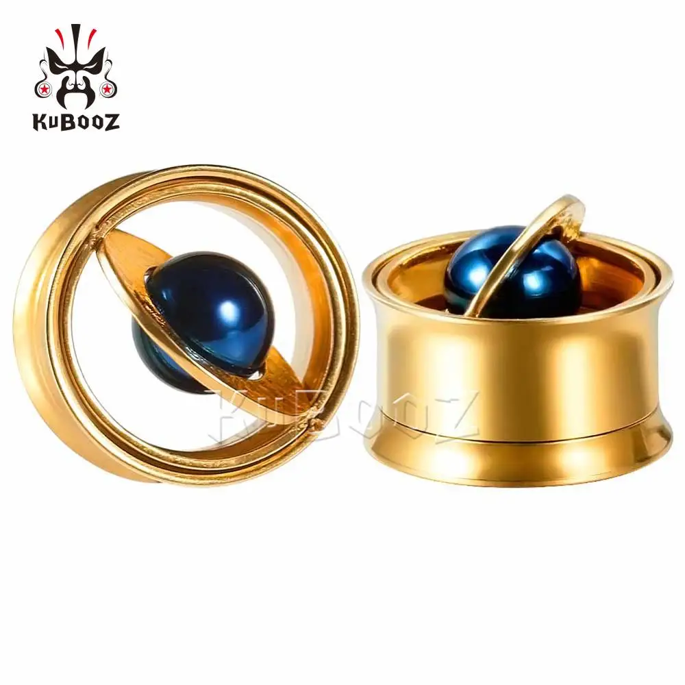KUBOOZ Screw Ear Plugs Tunnels Stainless Steel Expander Flesh Gauges Studs Earrings Fashion Planet Piercing Body Jewelry Gift