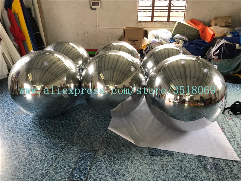 

Large inflatable balloon, PVC silver inflatable mirror ball, 1 meter mirror ball for advertising decoration