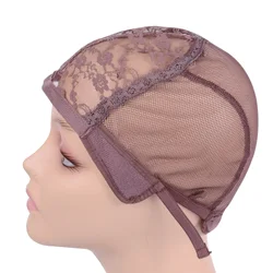 5Pcs Wig Cap for Making Wigs With Adjustable Strap on The Back Weaving Cap Size Glueless Wig Caps Good Quality Hair Net Brown