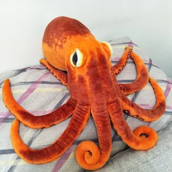 Juguete de peluche de pulpo naranja para niños, simulación, regalo de cumpleaños, animales marinos