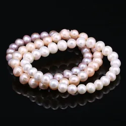 New Fashion Charm Pearls Beaded Bracelet for Women 7-8mm Real Freshwater Pearl Beads Bracelets Bangle Fine Jewelry Gifts