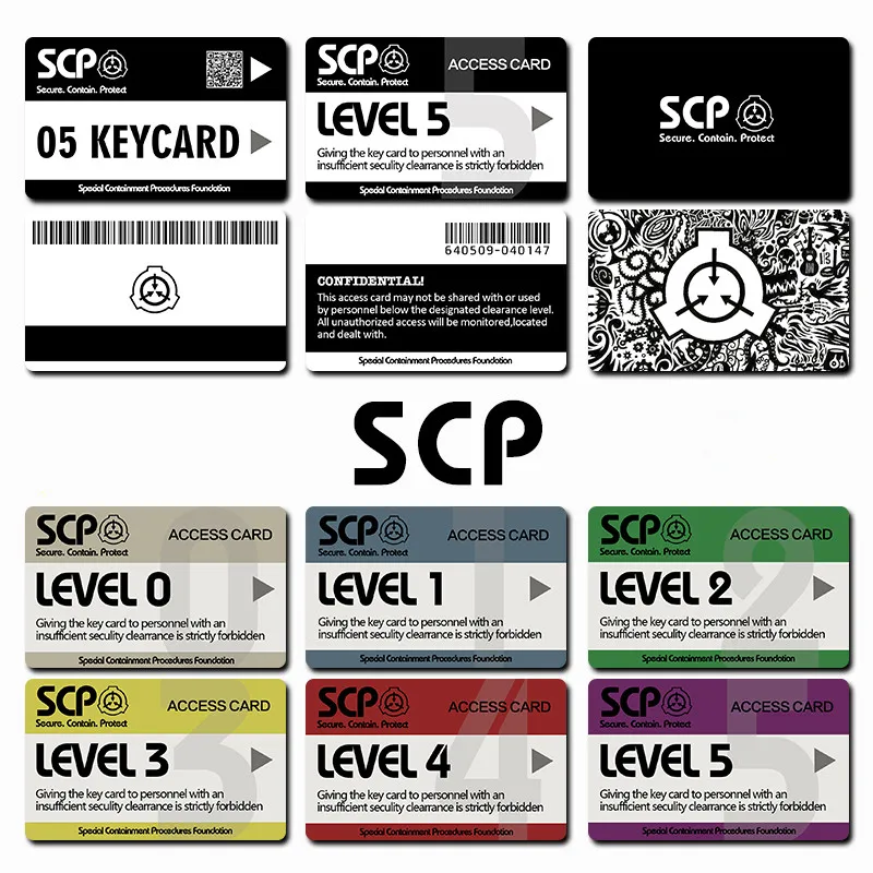 Card Stickers SCP Special Containment Procedures Foundation Logo Cosplay Access Grade Card