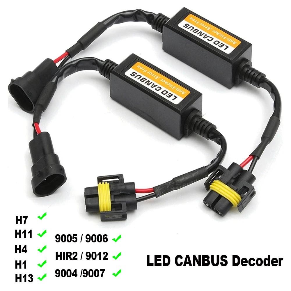 

2pcs H1 H4 H7 H11 9006 Hb3 Hb4 H9 H8 H11 Car LED Headlight Load Resistor Error Canceller LED Bulb Decoder Canbus Canceller