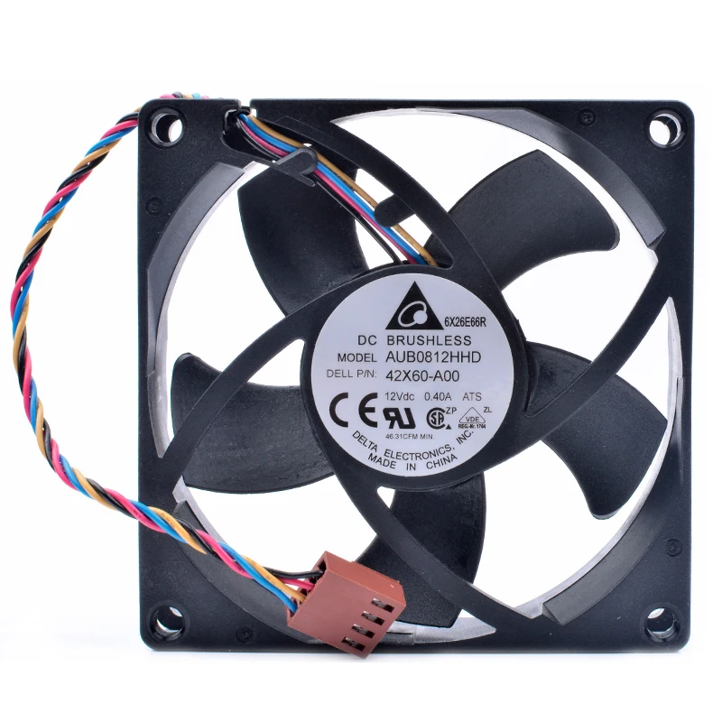 Delta Electronic AUB0812HHD DC 12V 0.40A 80x80x20mm 4-Wire Server Cooling Fan