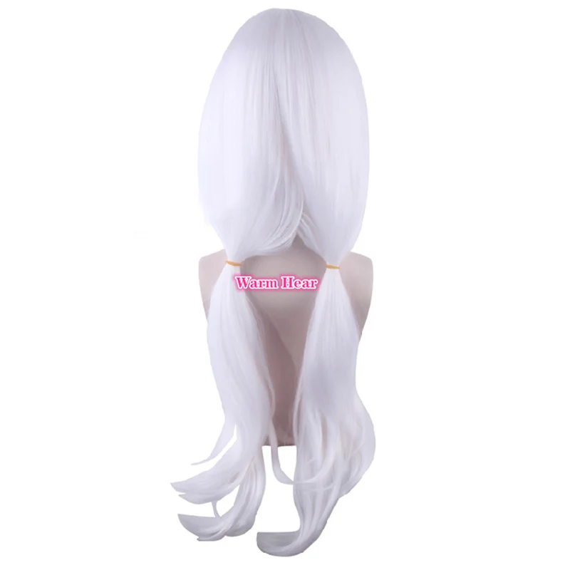 Danganronpa V3 Angie Yonaga Anjii Peluca de Anime Cosplay resistente al calor pelucas 70cm blanco largo ondulado pelucas de pelo sintético + una peluca cap