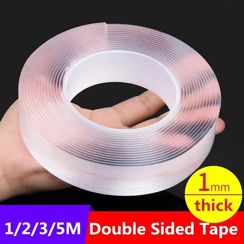 1/2/3/5M Tape Waterproof Wall Stickers Reusable Heat Resistant Bathroom Home Decoration Tapes Transparent Double Sided Nano Tape