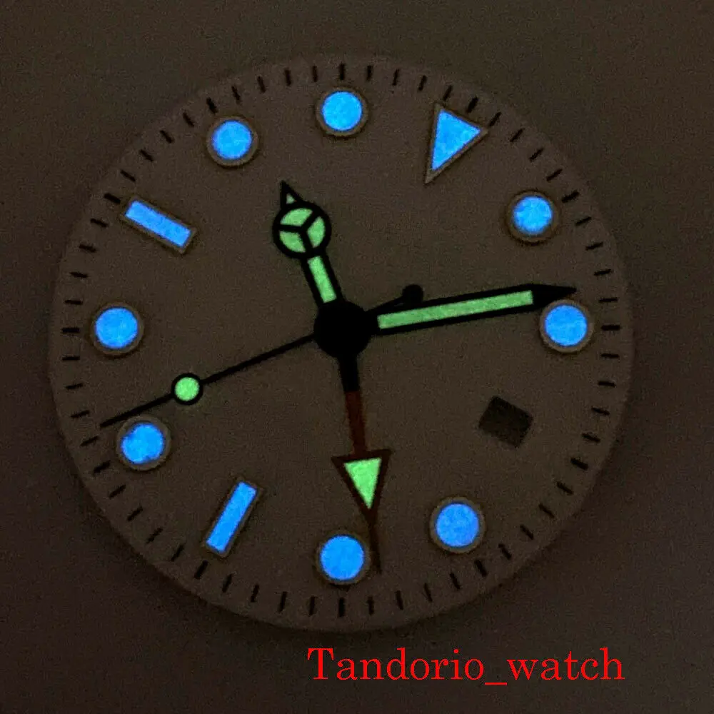 Sterile Watch Dial Hands Set Fit for GMT Mingzhu 3804 Automatic Movement Luminous Hands and Marks Blue/Black/Green/White Color
