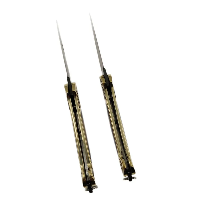 Tasca a lama in acciaio di damasco fatta a mano di grandi dimensioni bellissimo coltello pieghevole in ottone giallo + coltello multiuso con manico a conchiglia di Abalone