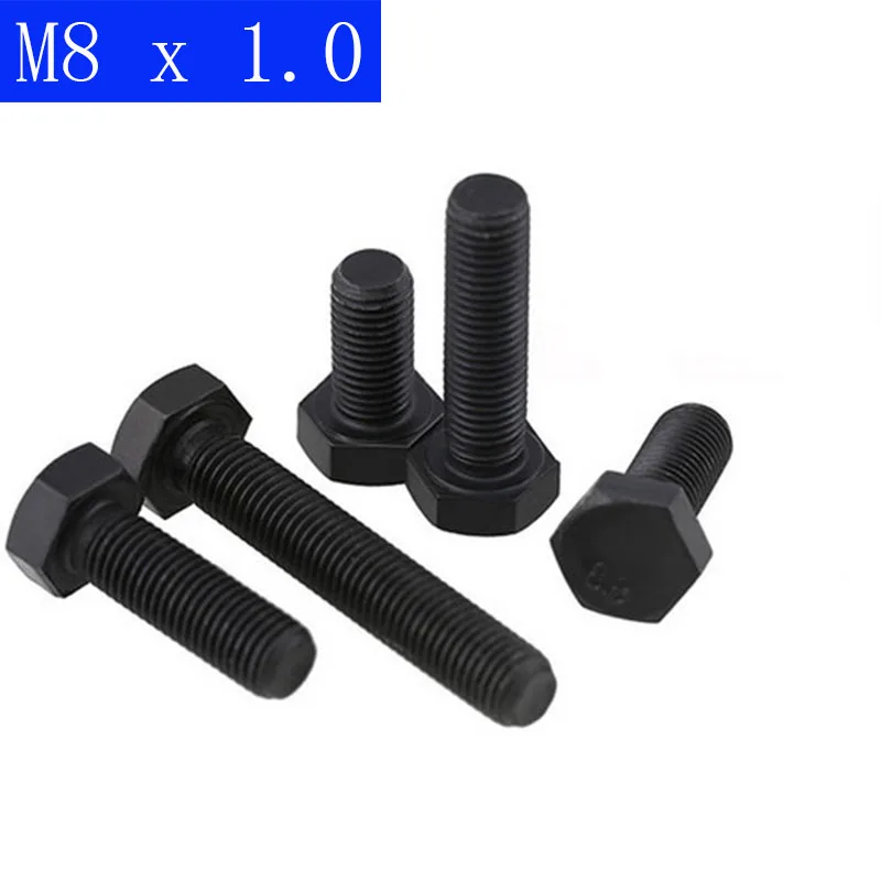 M8 x 1.0   ( 8mm ) Fine Pitch Hex Cap Bolts / Screws, 8.8 Alloy Steel Thread Metric Tap DIN 933 ISO 4017
