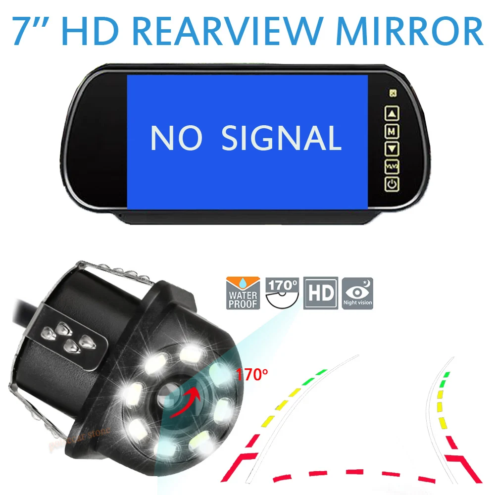 

CCD Dynamic Trajectory Reversing Camera 7 '' HD 800X480 Car Rearview Mirror Camera Monitor LCD Parking Assiatant kit