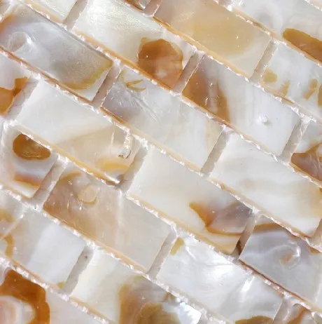 Subway Brick White Yellow Mother of Pearl Kitchen Backsplash Sea Shell Mosaic MOP034