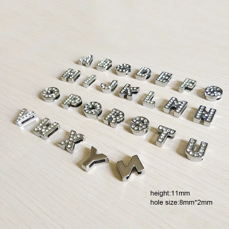 DIY Silver Color Rhinestone Words English Letter for Choker Necklace Collar Bracelet Keychains 10pcs/lot
