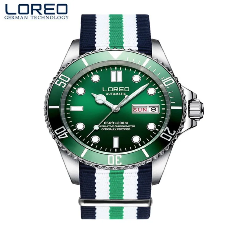 

Fashion Sport Watch Automatic LOREO Mens Watches Top Brand Luxury Skeleton Watch 200m Waterproof Sapphire Calendar Week Luminous