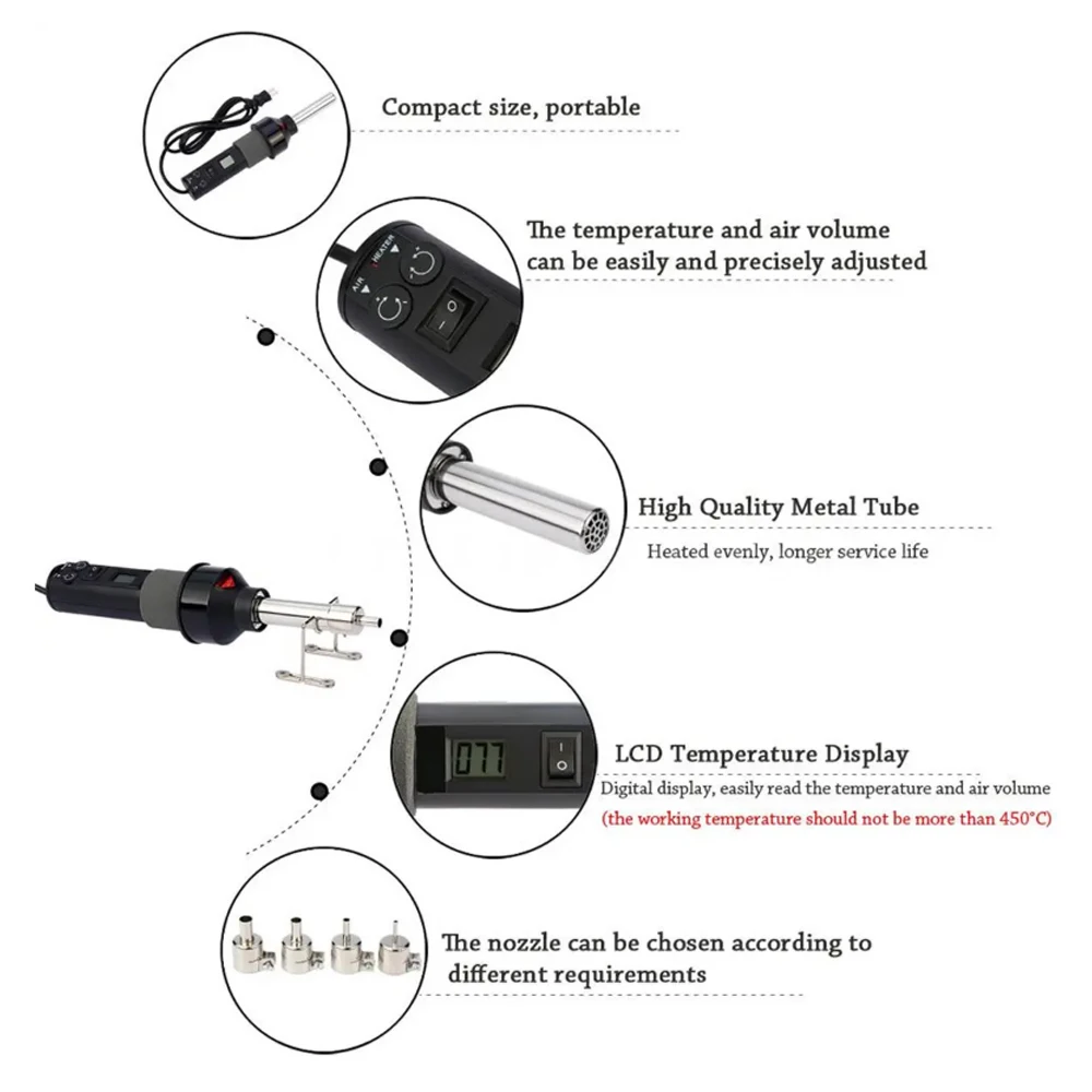 Portable Heat Hot Air Gun Rework Solder Station 8018LCD 450W Blower +Adjustable Electric Soldering Iron 220V 60W Desoldering