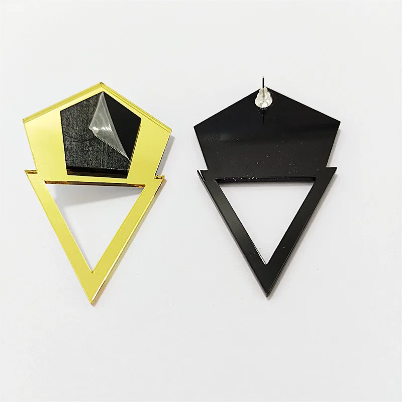 KUGUYS Triangle Geometric Big Stud Earrings for Women Acrylic Fashion Jewelry Hyperbole DJ DS Dancer Cool Accessories