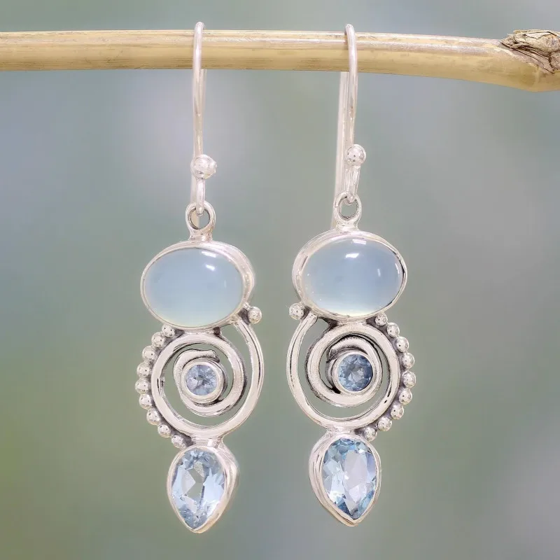 Fashion Imitation Moonstone Silver Color Dangle Earrings For Women Jewelry Wedding Engagement Drop Earring Gifts
