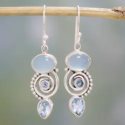 Fashion Imitation Moonstone Silver Color Dangle Earrings For Women Jewelry Wedding Engagement Drop Earring Gifts