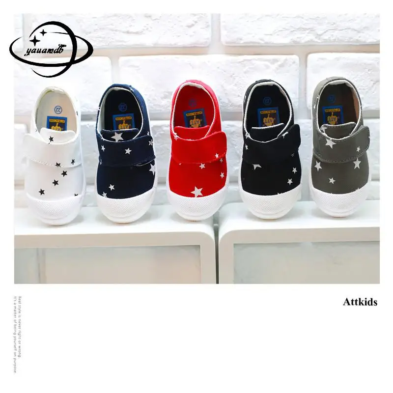 Size 1-6 Y Kids Flats Shoes Boys And Girls Spring Autumn Canvas Shoes Hook&loop Soft Bottom Anti-slippery Children's Shoes K20