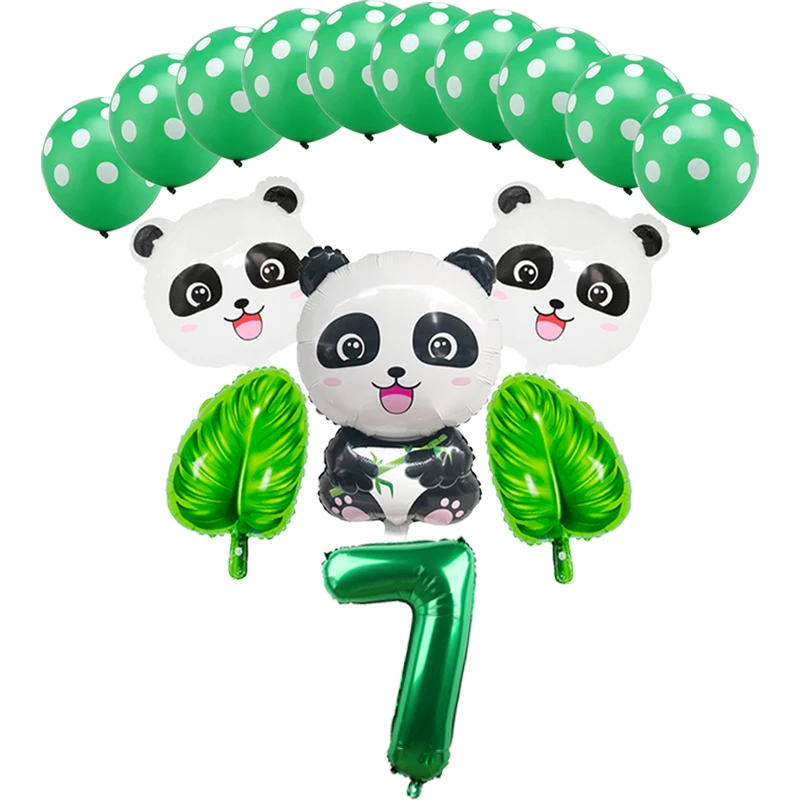 16Pcs Panda Balloon Cartoon Animal Green Leaf Forest Theme Balloon Globos Children Birthday Party Decoration Kids Toys Balls16pc