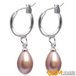 Natural Freshwater Pearl Korean Earrings Jewelry for Women Handmade Wedding Fashion Stud Pearl Earring Gifts 8x10mm White Purple