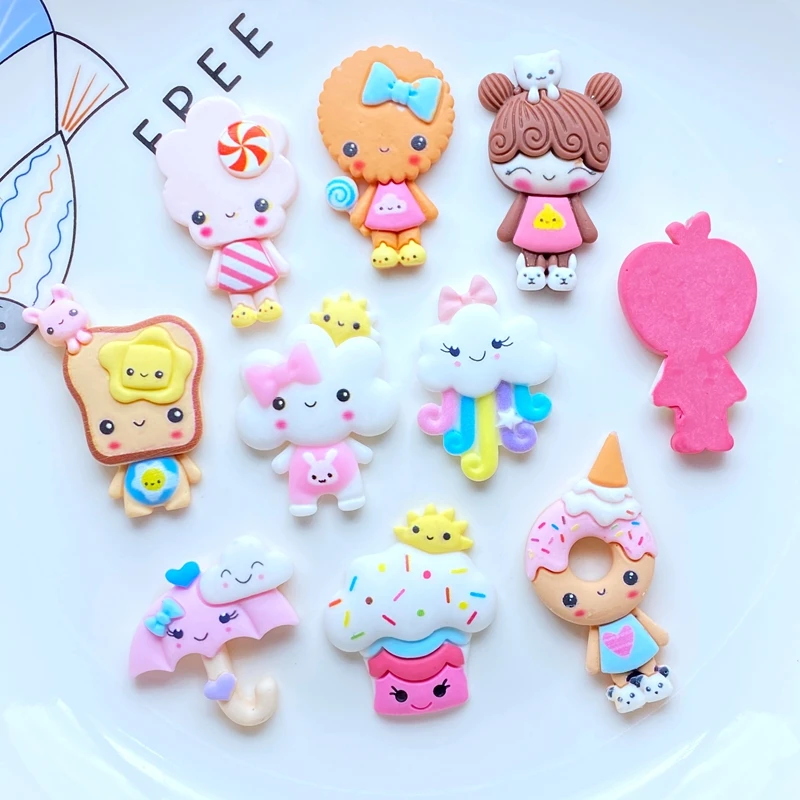 10Pcs/lot New Cartoon Biscuit Animal Series Flatback Resin Cabochon Scrapbooking Decoration Crafts DIY Handmade Accessories Q19