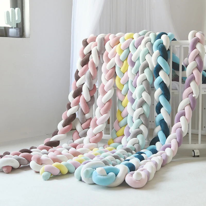 Baby Bumper Bed Braid Knot Pillow Cushion Bumper for Infant Bebe Crib Protector Cot Bumper Baby Stroller Bumper Room Decoration