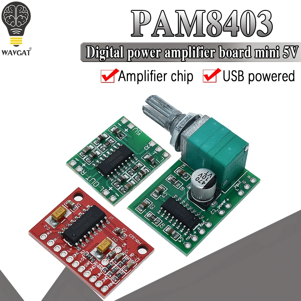 1PCS PAM8403 Super mini digital power amplifier board miniature class D power amplifier board 2 * 3 W high 2.5-5V USB