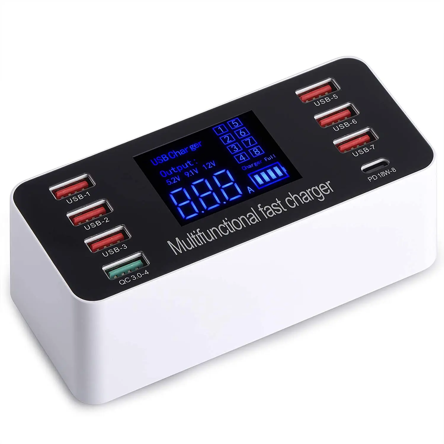 

LED Display 8Port Multi Fast USB Charger Quick Charge 3.0 Multiple USB Phone Charging Station Universal USB HUB Charger QC 3.0