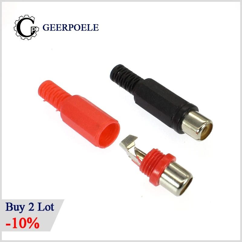10 Stks/partij 5 Zwart En 5 Rode Rca Plastic Av Plug Connectors Plastic Behuizing Stereo Audio Plug Channel Dual Connector diy