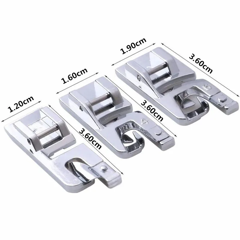 1Pc Hot Sale 3MM/4MM/6MM Rolled Hem Foot Presser Foot For Brother Janome Sewing Machine Domestic Sewing Accessories 5BB5984