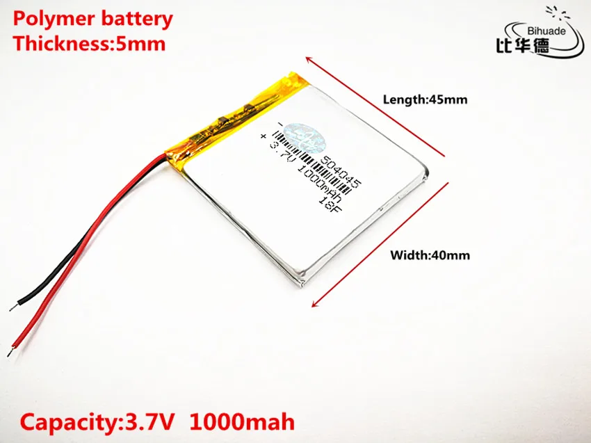 Liter energy battery Good Qulity 3.7V,1000mAH,504045 Polymer lithium ion / Li-ion battery for TOY,POWER BANK,GPS,mp3,mp4