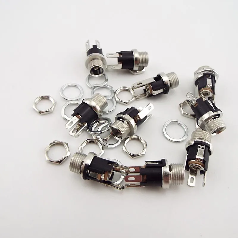 5.5 x 2.1mm DC Female Power Supply Jack charging port Socket 5.5 * 2.1 mm Electric Pcb Panel Mount Connector Threaded Metal plug