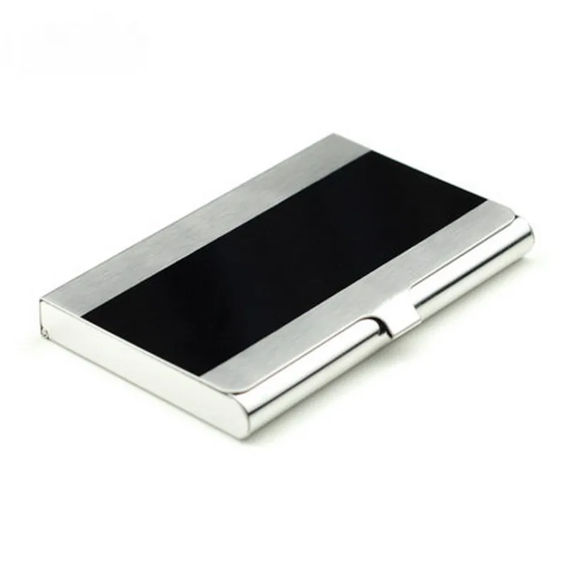 Tarjetero de negocios de acero inoxidable para hombre, estuche para tarjetas de identificación, presente