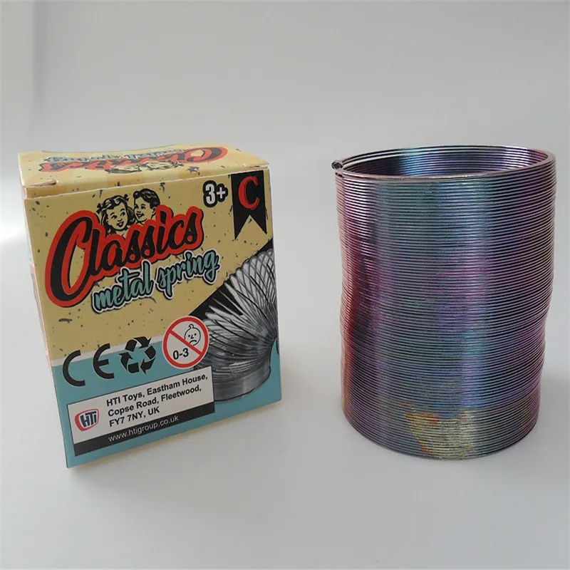 Hadiah Nostalgia Mainan Sains Baja Logam Raksasa Pelangi Asli Slinky Magic Walking Spring