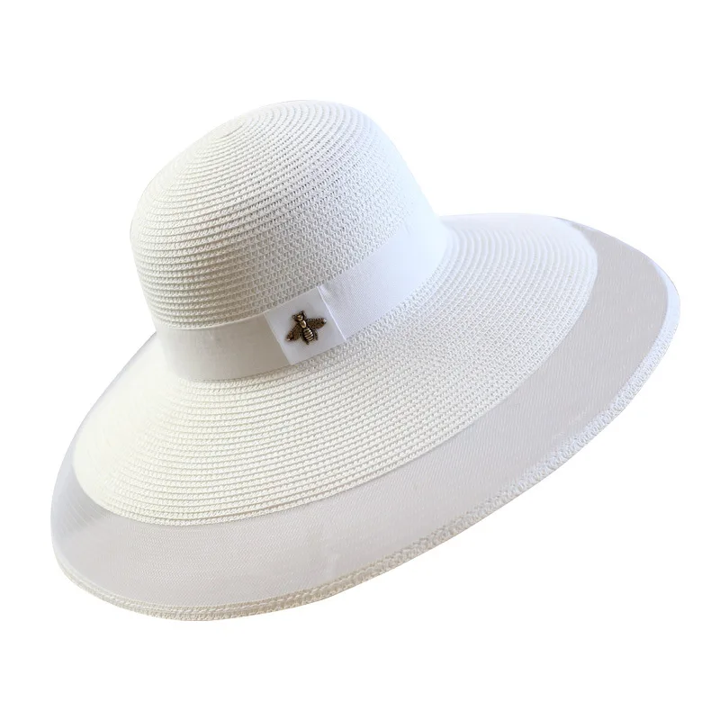 Summer Large Brim Straw Hat Floppy Wide Brim Sun Cap bee Beach Foldable Hats New adjustable 2020 Hats for Women