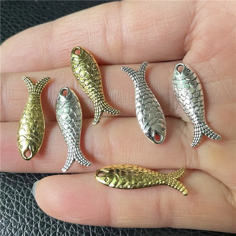 15pcs Charm Fish Carp Pendant Jewelry Making DIY Handmade Bracelet Necklace Accessories Animal Cute Men And Women Gifts