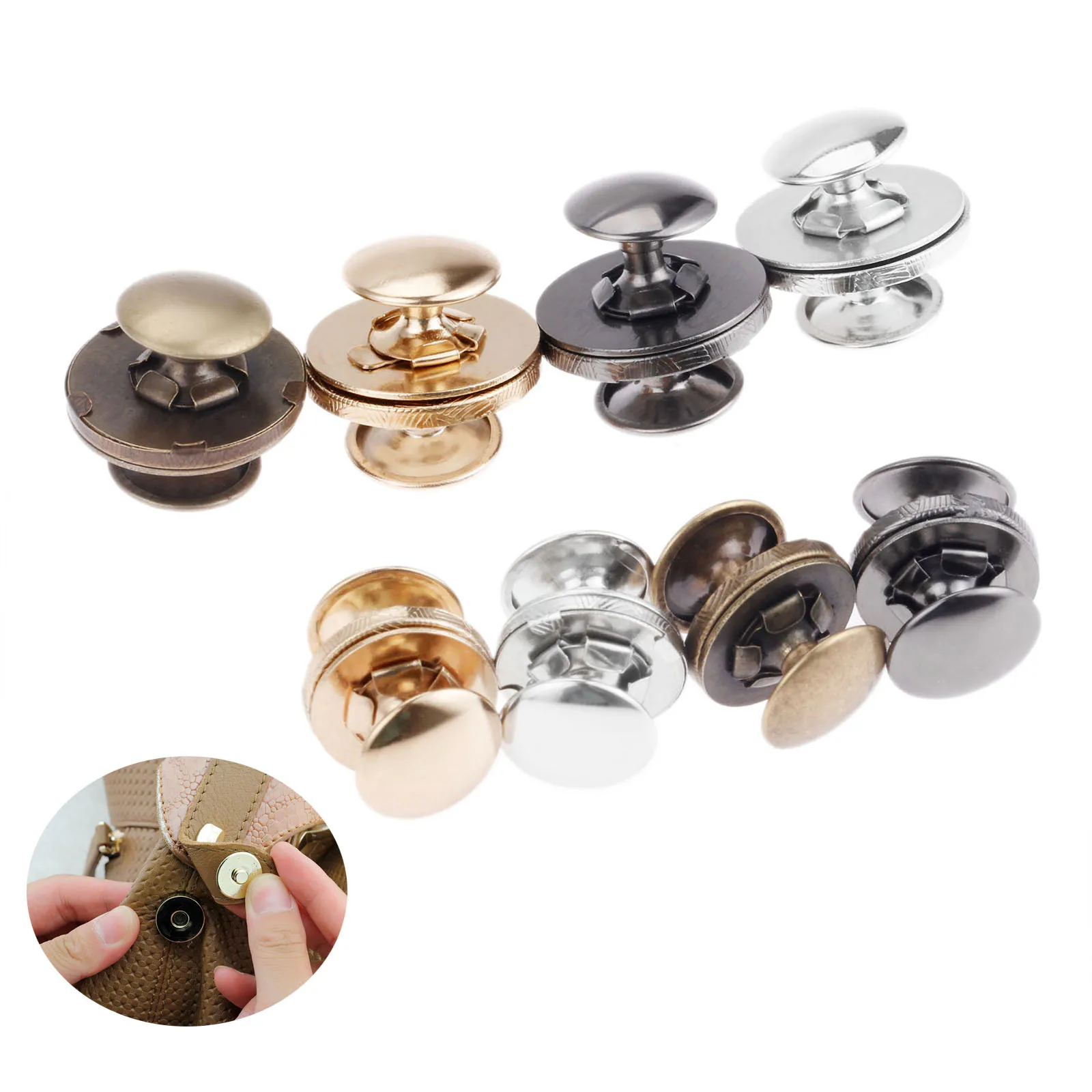 10 Sets Magnet Buttons Double Rivets Stud Magnetic Snaps Clasp For Handbags Purse Metal Button Fastener For Wallet Bags 14/18mm